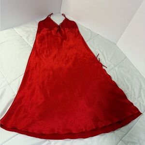 Red Satin Slip Dress 3xl (L) Coquette Lace Babydoll Empire Waist y2k vampire